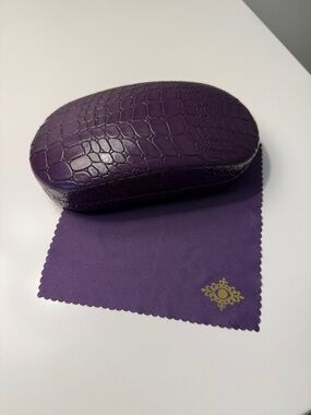 Purple Croc-Texture Sunglasses Case with Matching Microfiber Cloth